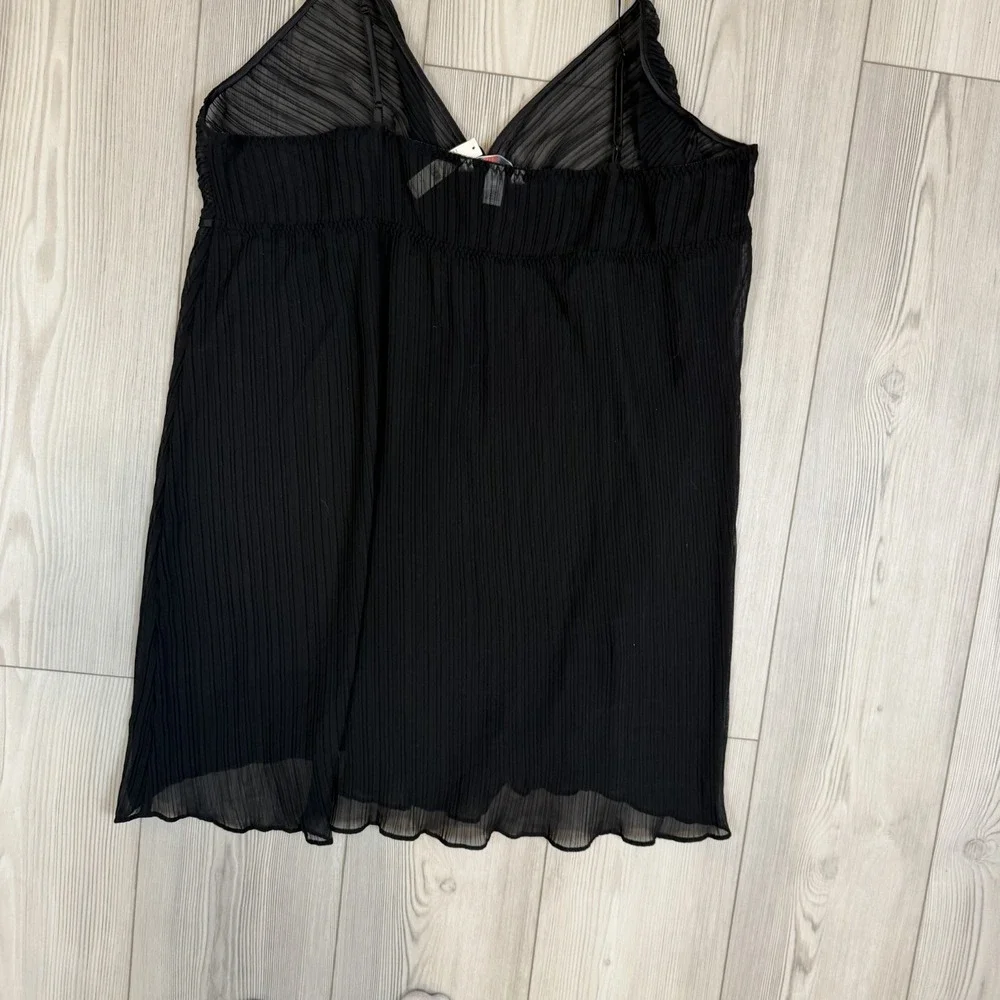 NWT Cacique Black Sheer‎ Stretch Lace Cami Nighty Top 22/24 Sexy